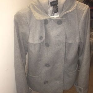 Grey hooded quarter length pea coat great conditio